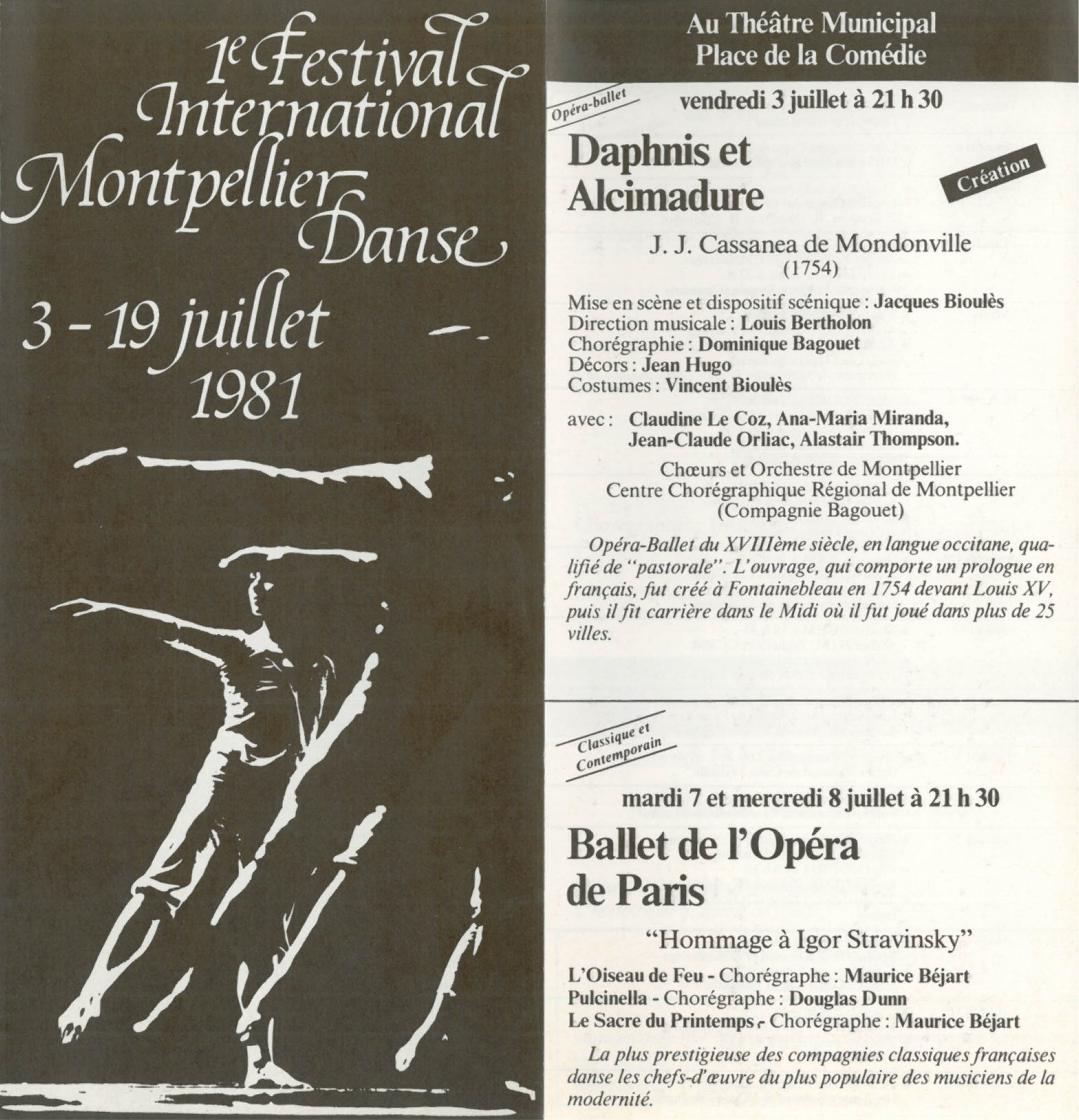 Programme de la première édition du festival Montpellier Danse