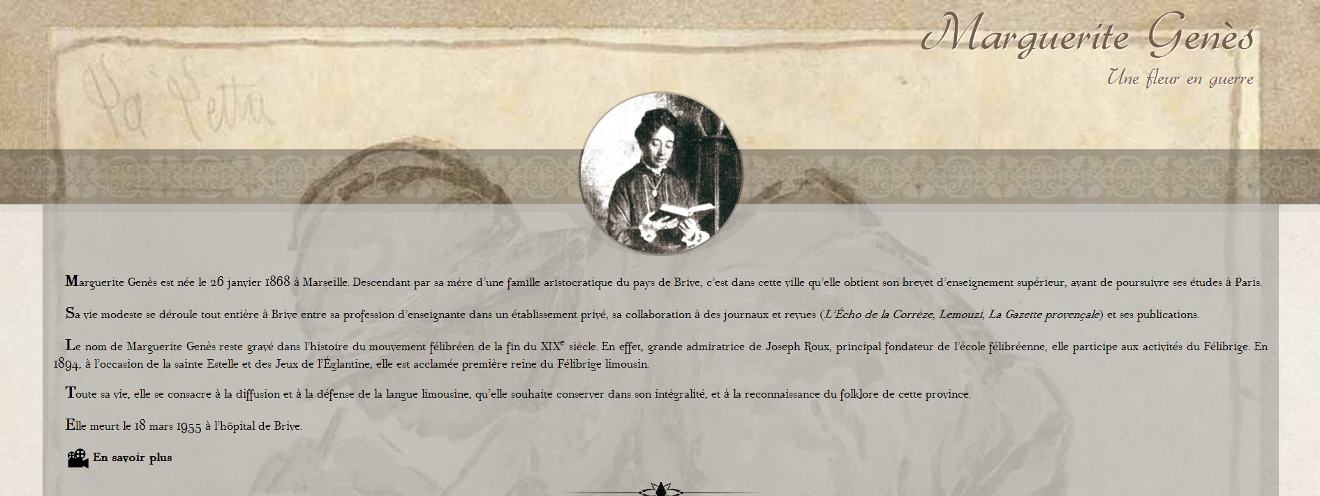 Capture d'écran du site Internet 14-18.brive.fr