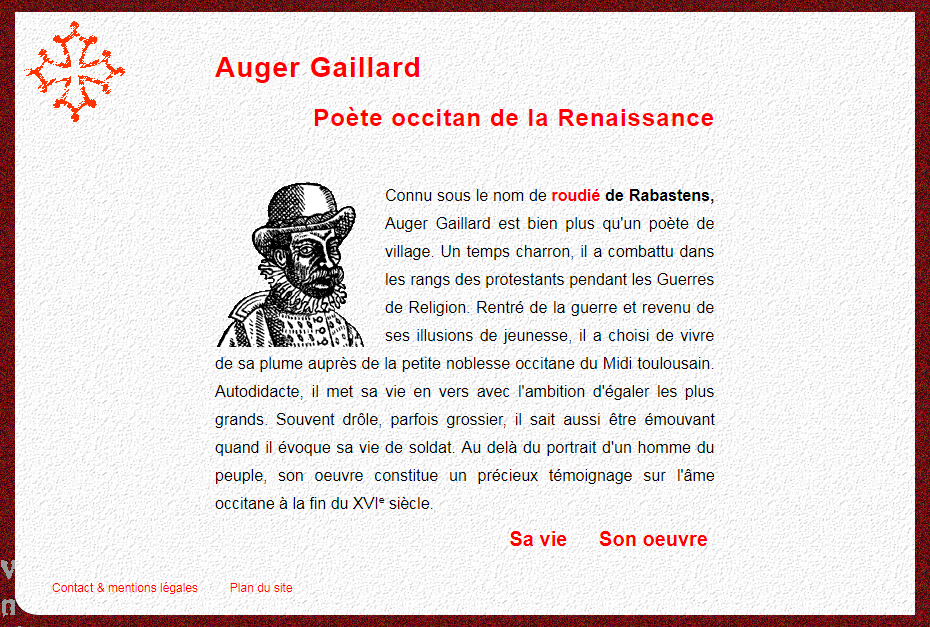 Auger Gaillard, site internet sur le poète occitan de la Renaissance